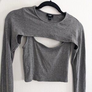 Ribbed Square Neck Cropped Tank in Grey | Express